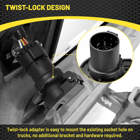 Oyviny USCAR to RV 7 Way Trailer Plug Adapter, Twist Lock Vehicle Side USCAR 7 Way Plug for GM/Chevy OEM Replacement, USCAR Socket and Factory Tow...