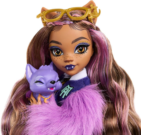 Monster High Clawdeen Wolf Doll with Pet Dog Crescent & Accessories like Backpack, Planner, Snacks & More...