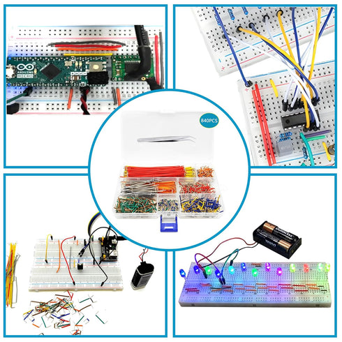 560Pcs Breadboard and Jumper Wire kit PCB Circuit Board Assortment 14 Different Lengths with breadboard?Tweezers?Alligator Clip Test Leads and Pla...