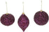 Beaded Purple Plum Glittered Ball Finial 6 inch Glass Decorative Hanging Christmas Ornament Set 3...