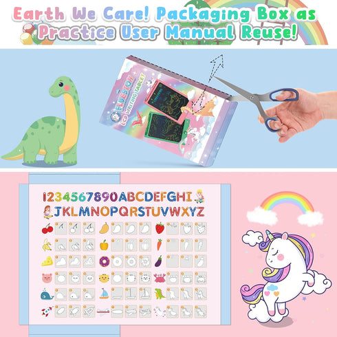 FLUESTON LCD Writing Tablet for Kids,Drawing Tablet for Boys Girls 3 4 5 6 7 8 Year,8.8 Inch 3pcs in 1 Pack Drawing Pad Toy Christmas Birthday Gif...