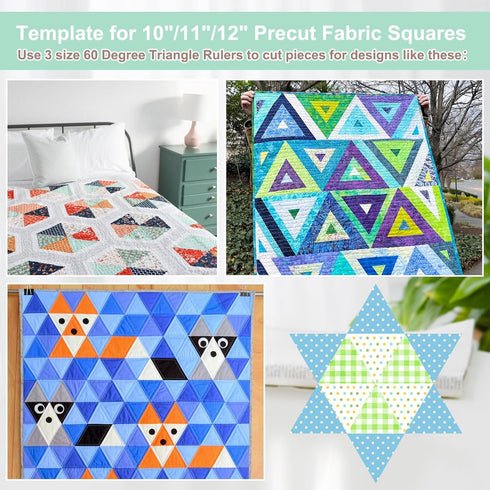3 Pcs 60 Degree Triangle Ruler for Quilting 8 9 10 Inch Acrylic Template Quilt Rulers for Quilting Sewing Layer Cake Patchwork Quilt Supplies for ...