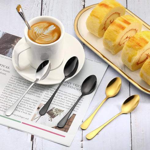12 Pcs Demitasse Espresso Spoons Set, 4.7" Mini Coffee Spoons, Tiny Tea Spoons, Stainless Steel Small Spoons for Dessert, Tea, Appetizer, Small Se...