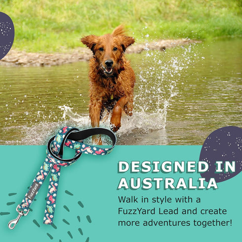 FuzzYard Dinosaur Land Dog Leash | Size S | Comfortable Neoprene Lead for Dogs | Perfect for Outdoor Walking & Training...