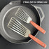 2 Pack Fish Spatula Turner, Stainless Steel Slotted Spatulas for Flipping, Turning, Frying & Grilling, 3"x6"+4"x8" Metal Slotted Spatulas, Wooden ...