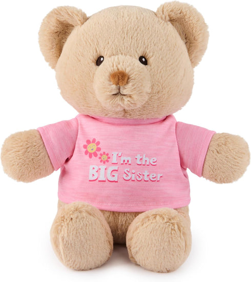 GUND “I'm The Big Sister” Sustainable Message Bear with Pink T-Shirt, Teddy Bear Made from 100% Recycled Materials for Ages 1 and Up, Tan, 12”...