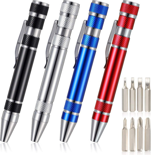 Mudder Pen Screwdriver Gifts Multitool Handy Tool 8 in 1 Magnetic Pocket Screwdriver Multi Precision Function for Mini Gadgets Repair(4 Pieces)...