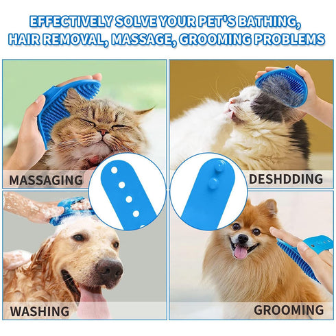 Dog Bath Brush Scrubber Pet Bath Brush Puppy Dog Soap Scrubber for Short Long Haired Dogs and Cats Grooming Cleaning...