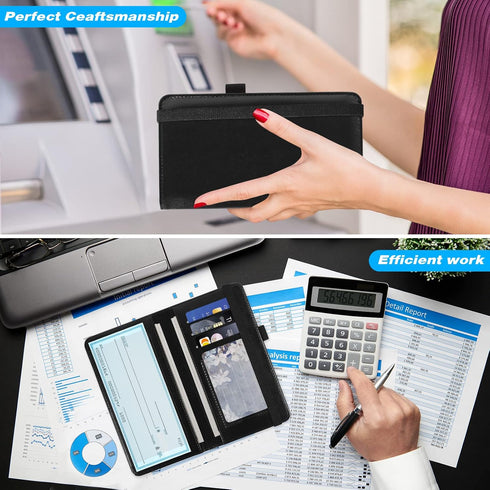 ACdream Checkbook Cover, Leather RFID Blocking Check Book Wallet, Protective Premium Business and Personal Duplicate Checks Holder, with Credit Ca...