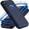 for iphone XR Case, Military Grade 3 in 1 Heavy Duty Shockproof/Drop Proof/Dust Proof Case with 2Pcs Tempered Glass Screen Protector (Navy Blue)...