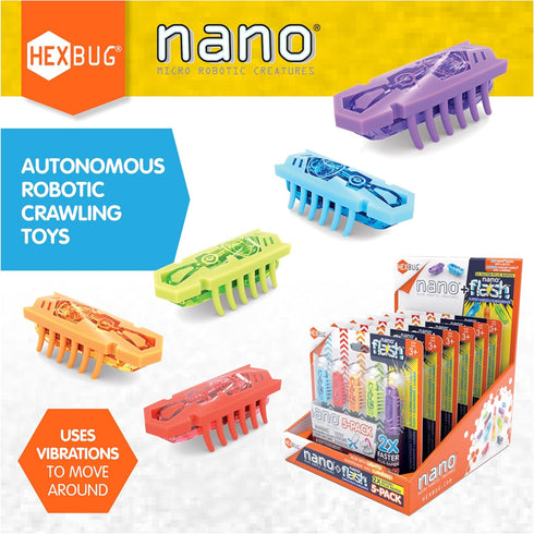 HEXBUG Nano 5 Pack, 4 Nano Bugs with Bonus Flash Nano, Sensory Toys for Kids & Cats with Vibration Technology, STEM Kits & Mini Robot Toy for Kids...