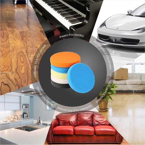 SPTA Buffing Polishing Pads, 5Pc 7.5 Inch Face for 7 Inch Backing Plate, Compound Buffing Sponge Pads Cutting Polishing Pad Kit for Car Buffer Pol...