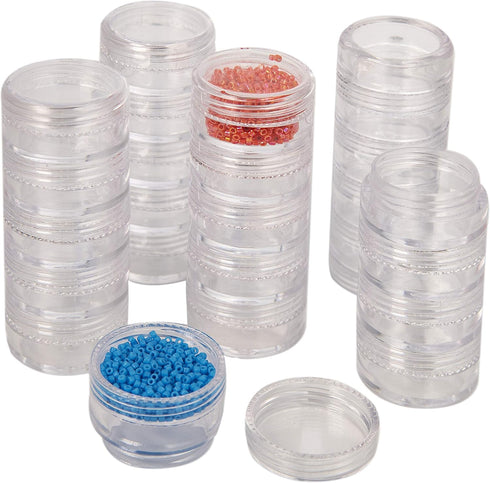 The Beadsmith Personality Case, Clear Plastic Bead Storage Case with 25 Removable and Stackable Jars, includes 5 screw top lids, Organizer Storage...