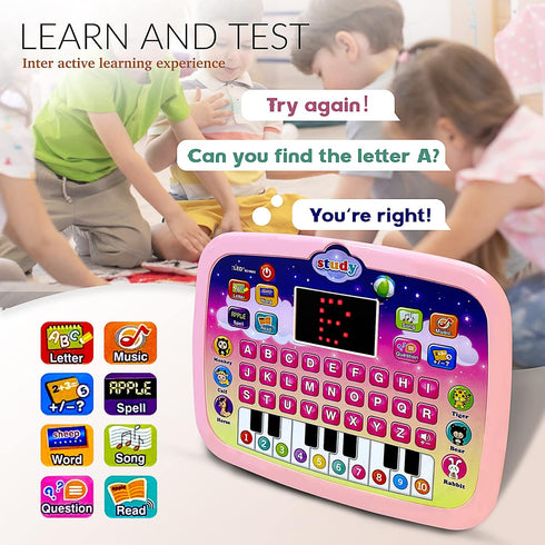 Kid Tablet Toddler Learning Pad Interactive Toy with Screen -Educational Toys Fun Gifts -Music/Piano/ABC/Numbers/Words/Spell/Animals - for Boys&Gi...