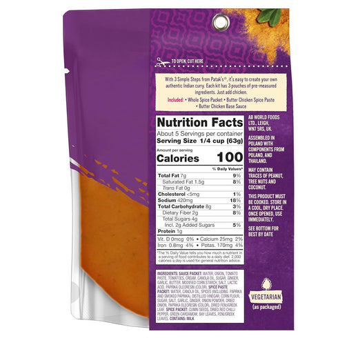 Patak's Butter Chicken Curry Sauce Kit 3-Step, 11 Fl Oz...
