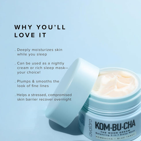 Avatara Kombucha The Moon Dream Night Cream, Non-Greasy 2-in-1 Night Cream, Deep Moisturization, Kombucha Balances, Vitamin C Brightens Skin, Blue...