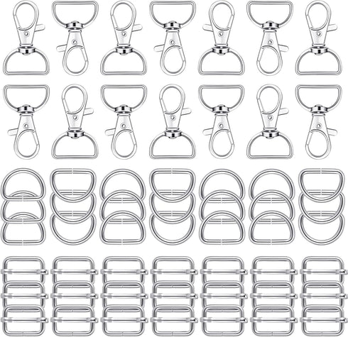 Hotop 56 Pieces D Rings for Purse Bag Hardware Purse Hardware for Bag Making Buckles Craft (25 mm,Silver)...