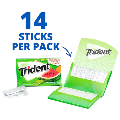 Trident Watermelon Twist Sugar-Free Chewing Gum, 12 Packs of 14 Pieces (168 Total Pieces)...