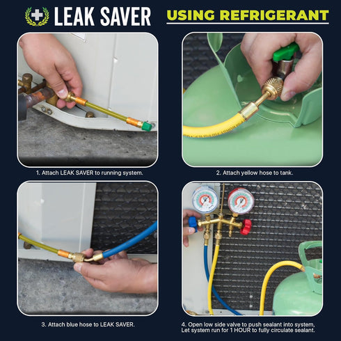 Leak Saver Direct Inject AC Leak Sealer Small System | AC Stop Leak for Most HVAC Systems Up to 1 Ton | Works with All Systems & AC Refrigerants |...