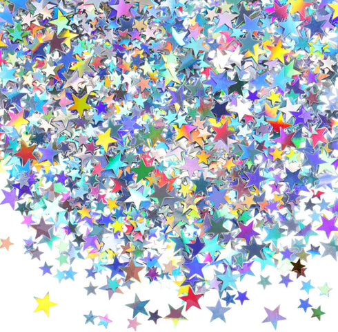 Hestya 60g Star Confetti Glitter Table Confetti Metallic Foil Stars for Party Wedding Festival Decorations(Holographic Silver,10mm and 6mm)...