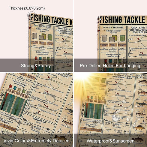 Retro Metal Vintage TIN Sign Fishing Tackle Knowledge Plaque Poster Cafe Wall Art Gift 12 X 16 INCH...