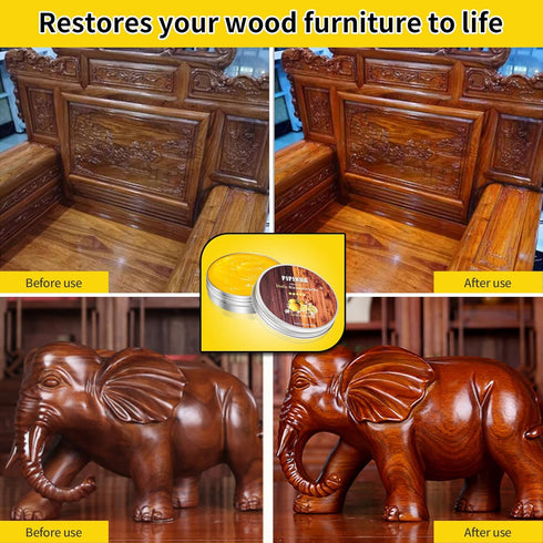 PIPIHUA 2 PCS Beeswax Furniture Polish, Wood Seasoning Beeswax for Furniture Waterproof & Repair Wood Wax to Protect & Care, Beeswax Polish with 3...