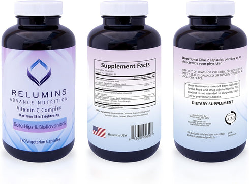 Relumins Advance Vitamin C - MAX Skin Brightening Complex with Rose Hips & Bioflavonoids - 60 Capsules...