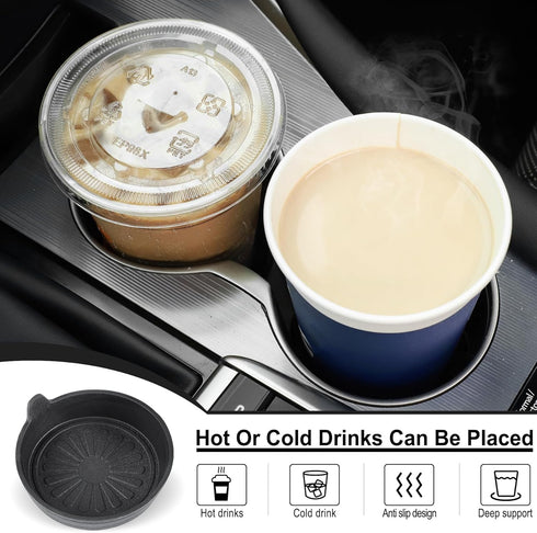 SINGARO Car Cup Holder, 4-Pack Silicone Car Coasters, Universal Non-Slip Recessed Car Interior Accessories (Flower Black)...