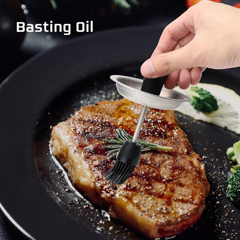 Stainless Steel Basting Pot with Basting Brush, BBQ Sauce Brush Pot Set with Handle Portable Sauce Brush for Cooking, Bbq Grill Accessories...
