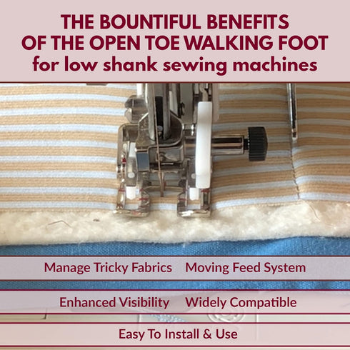 Madam Sew Open Toe Walking Foot for Quilting and Sewing Through Multiple Layers & Match Prints | Walking Foot Sewing Machine for Low-Shank Sewing ...