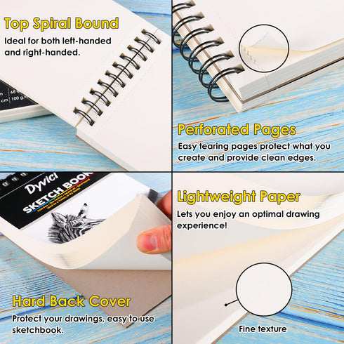 Dyvicl Sketch Pad 5.5"x8.5" Sketch Book, 100 Sheets (68 lb/100gsm), Spiral Sketchbook Acid Free Drawing Paper for Kids Adults Beginners Artists...