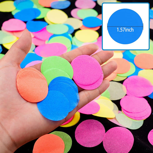 10000 pieces UV Neon Round Confetti 5 Colors Neon Fluorescent Tissue Confetti Dot Blacklight Glow Party Confetti for Blacklight Neon Party, Birthd...
