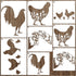 Chicken Stencils for Painting on Wood, Wildflower Rooster Stencils for Crafts Reusable Wood Burning Drawing Art Animal Paint Stencils and Patterns...