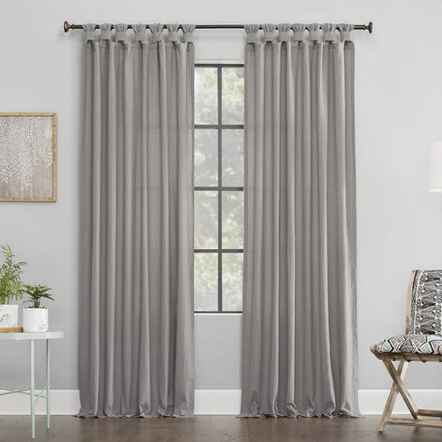 Archaeo Washed Cotton Twist Tab Curtain, 52" x 63", Silver Gray...