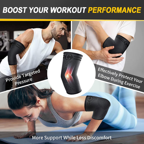 CAMBIVO 2 Pack Elbow Brace for Tendonitis, Tennis Elbow Compression Support Sleeve for Golfers Elbow Pain Relief, Arthritis, Bursitis, Workout, We...