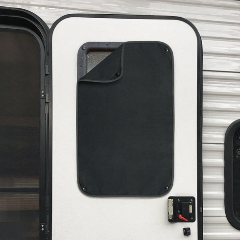RecPro RV Entry Door Window Shade Sunshade Camper Privacy Entrance Sun Blackout Fabric 16" x 24" (Black)...