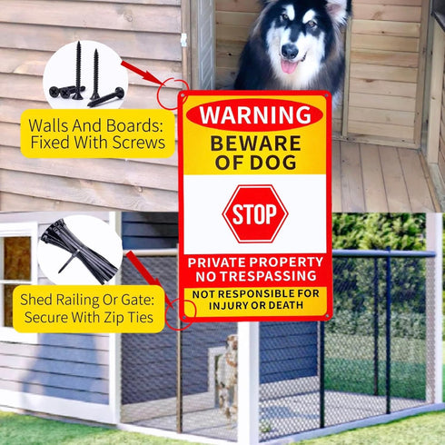 2 Pack Beware Of Dog Sign,12x8 Inch Rustproof Aluminium Metal Sign,Beware Of Dog Signs For Fence,Private Property No Trespassing Sign,No Trespassi...
