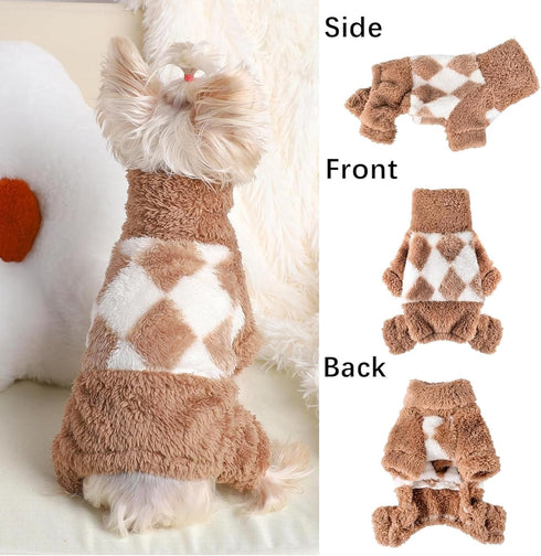 Dog Pajamas Spring Dog Sweaters for Small Dogs Girl Boy Chihuahua Clothes Lightweight Fleece Pet Jumpsuit Cat Onesie Clothing, XS, Beige...