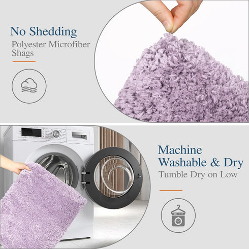 Walensee Bathroom Rug Non Slip Bath Mat for Bathroom (16 x 24, Lavender) Water Absorbent Soft Microfiber Shaggy Bathroom Mat Machine Washable Bath...
