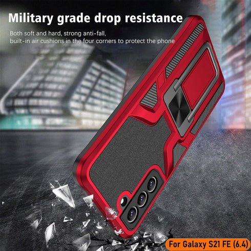 LMDAMZ Compatible Galaxy S21 FE 5G, Anti-fall Heavy Duty Military Grade Shockproof Kickstand Case Double Protection (TPU+PC) Solid and Durable Mag...