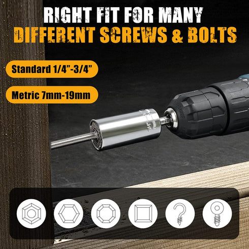 MulWark Super Universal Socket Tools Gifts for Men - (7-19 MM) Socket Set with Power Drill Adapter Gadgets for Men Women Birthday Gift for Dad Hus...