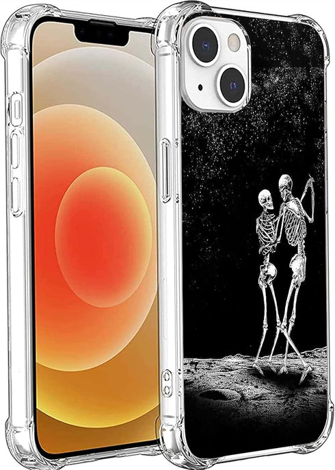 Dancing Skulls Case Compatible with iPhone 14, Hippie Skeleton Case for iPhone 14, Cool TPU Bumper Phone Case Cover...