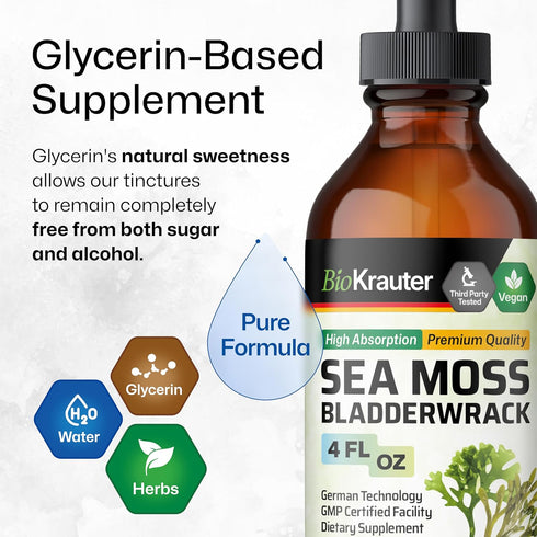 BIO KRAUTER Irish Sea Moss Drops - Seamoss Supplement with Bladderwrack - Vegan Immune Support Supplement - Chondrus Crispus Irish Moss & Bladderw...