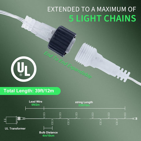 100 LED 33FT Fairy String Lights,Christmas Lights with 8 Lighting Modes,Mini String Lights Plug in for Indoor Outdoor Christmas Tree Garden Weddin...