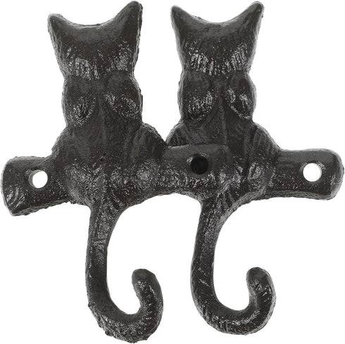 HOMSFOU 2pcs European Classical Cast Iron Cat Hook Wall Mount Hook Decorative Coat Hook Single Hook Hanger Retro Wall Hooks Wall Key Holder Cat Co...