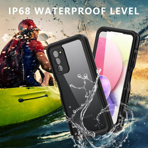 Compatible with Samsung A03S Waterproof Case, Dustproof Shockproof with Built in Screen & Camera Lens Protector Lanyard Full Body Protective Cover...