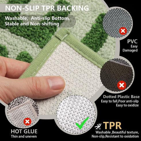 Get Naked Bath Mat Runner Non Slip Shaggy Bathroom Rug 18"x47" Long Non Slip Absorbent Green Bathroom Runner Machine Washable Bath Rugs Soft Naked...