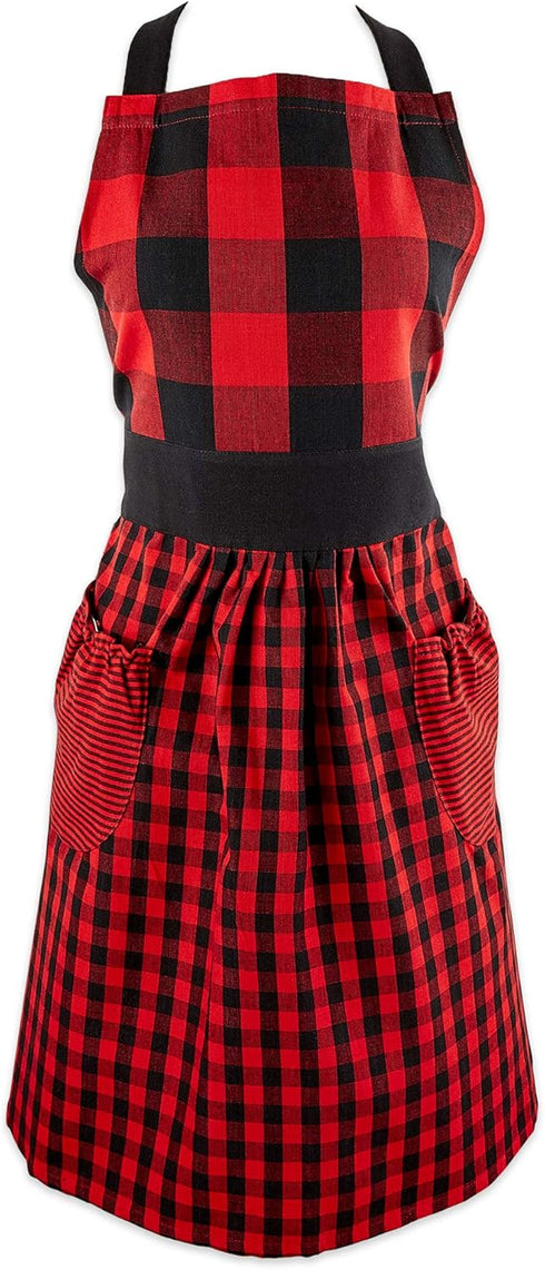 DII Kitchen Collection, Gingham Check, Red/Black, Apron...