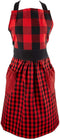 DII Kitchen Collection, Gingham Check, Red/Black, Apron...