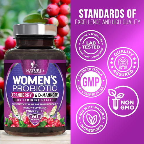Probiotics for Women's Vaginal Health - 60 Billion CFU Probiotic with Prebiotics for pH Balance & Digestive Support, Womens Probiotic for Urinary ...